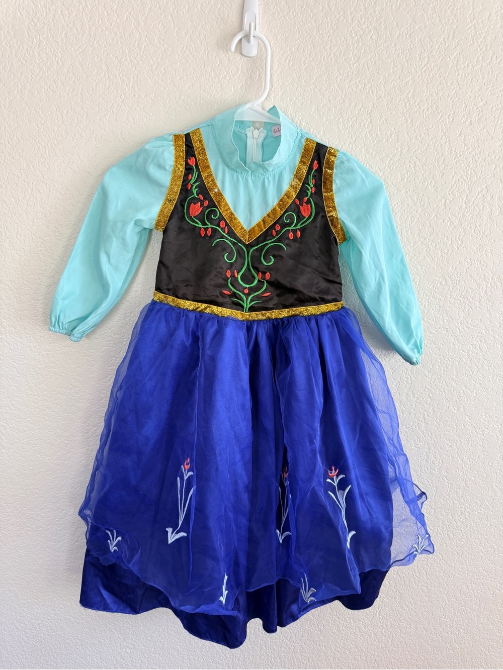 Girls Ana Frozen II Embroidered Princess Dress Costume